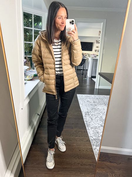 Amazon fall fashion finds:

Lightweight puffer jacket (small)
Black pull on jeggings (4s)
Striped tee (small) linked similar 
Sneakers - run tts 

Casual outfit. Casual mom looks. Fall style. Fall fashion. Petite style. Amazon fashion. Fall coat. Coat for travel.  

#LTKunder50 #LTKstyletip #LTKSeasonal