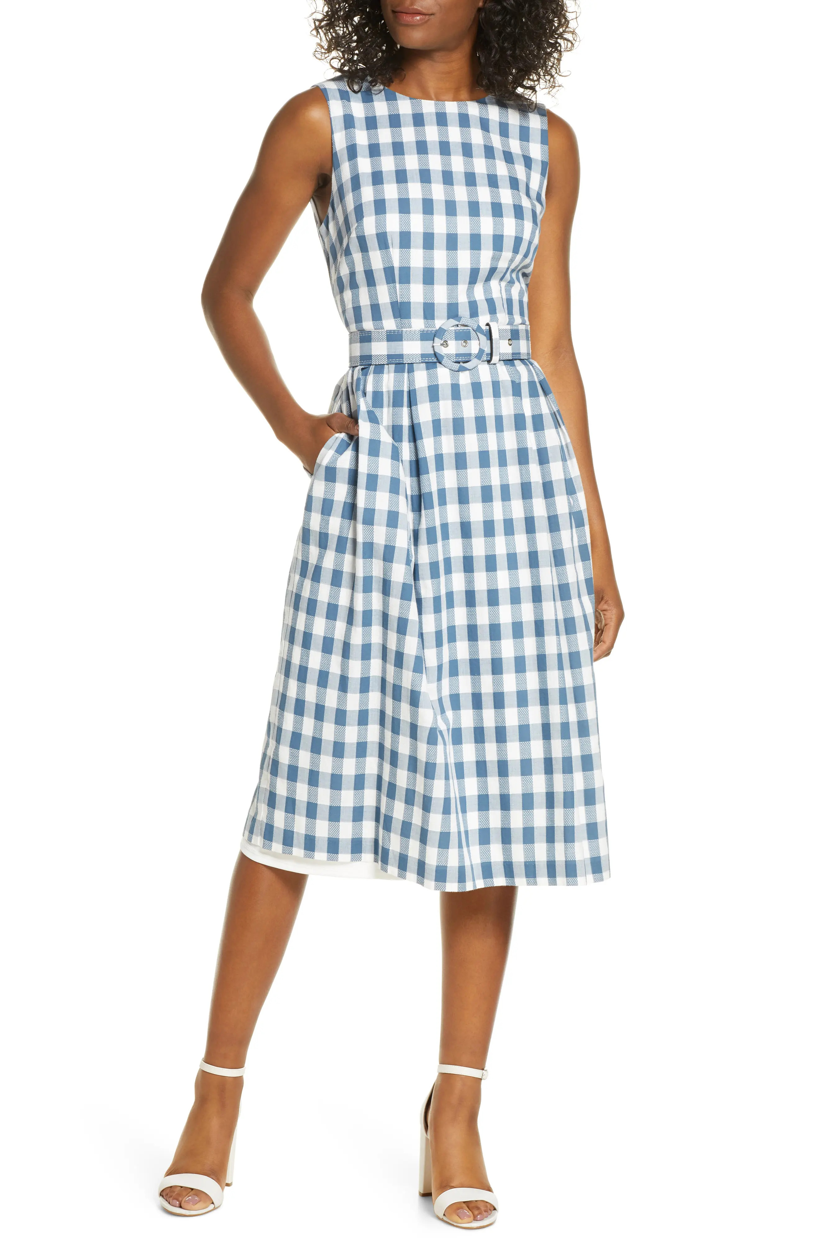Women's Donna Ricco Sleeveless Cotton Gingham Dress | Nordstrom