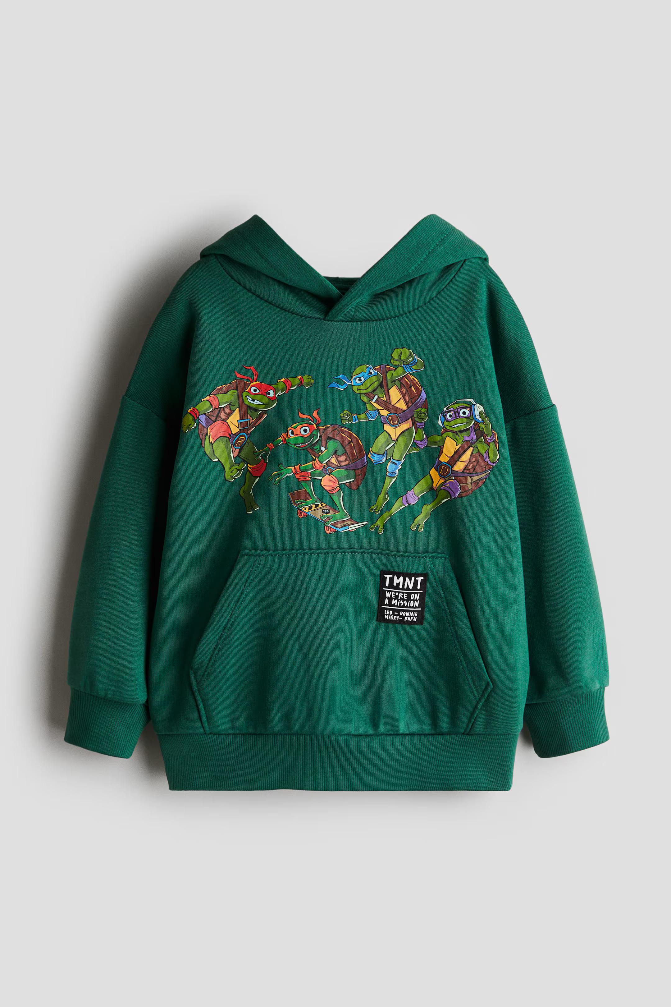 Hoodie with Printed Motif - Dark green/TMNT - Kids | H&M US | H&M (US + CA)