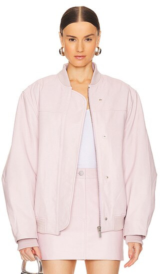 Oversized Leather Bomber Jacket in Ballerina | Revolve Clothing (Global)