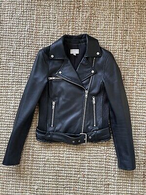 WITCHERY BLACK LEATHER BIKER JACKET SIZE 6 | eBay AU