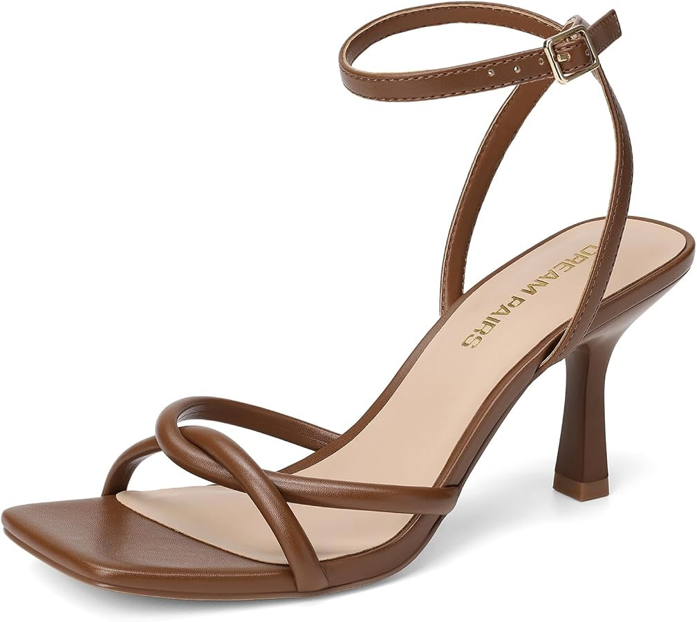 DREAM PAIRS Women's Kitten Low Heel Ankle Strap Sandals | Amazon (US)