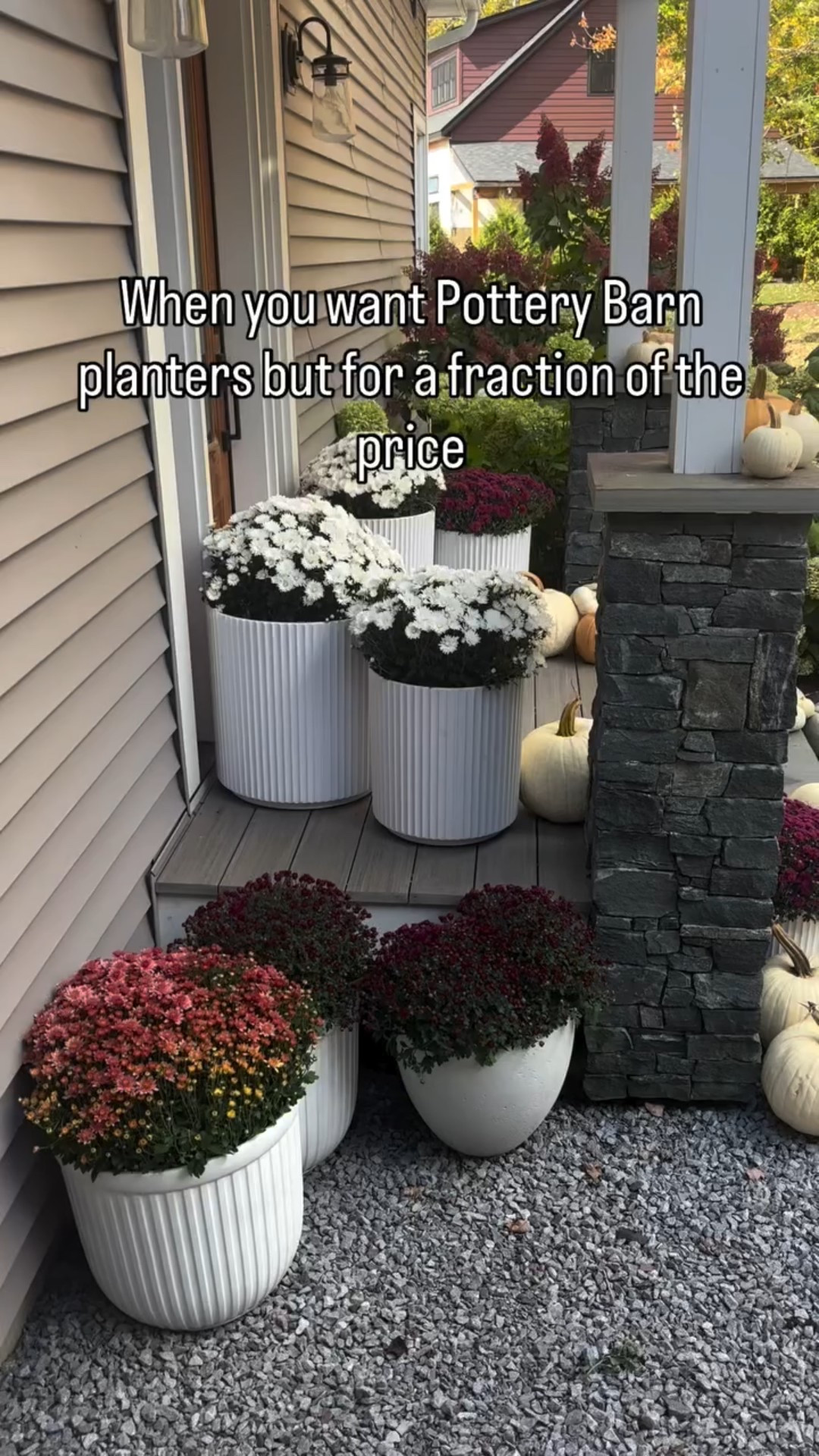 Comment shop for all weather planters that look just like the PotteryBarn ones🤍

#vermont #falldecor #fall #fallstyle #falldecorations #planters