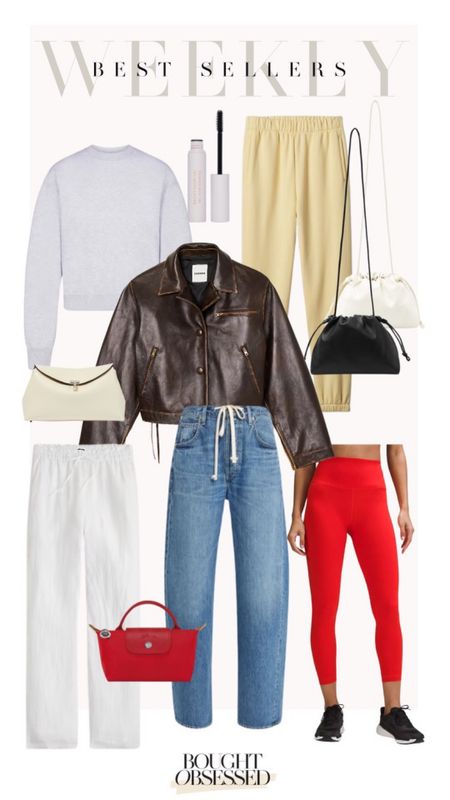 Weekly best sellers! Joggers under $50, the perfect brown leather jacket, red leggings, Toteme t lock, linen pants, and a leather bag under $150 looks just like the row

#LTKitbag #LTKstyletip #LTKfitness