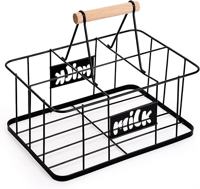 Bekith Milk Bottle Holder, Wire Metal Doorstep Milk Crate, Rustic Farmhouse Wire Bottle Carrier, ... | Amazon (US)