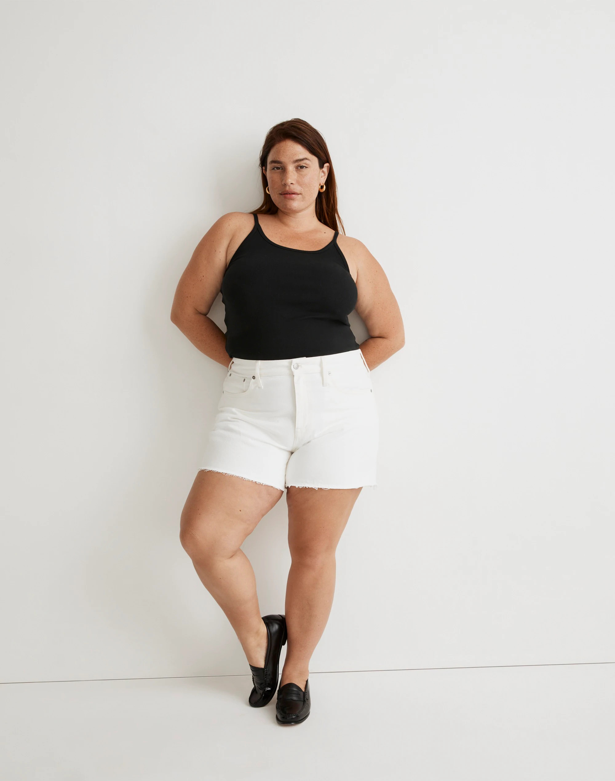 Plus Relaxed Denim Shorts in Tile White | Madewell