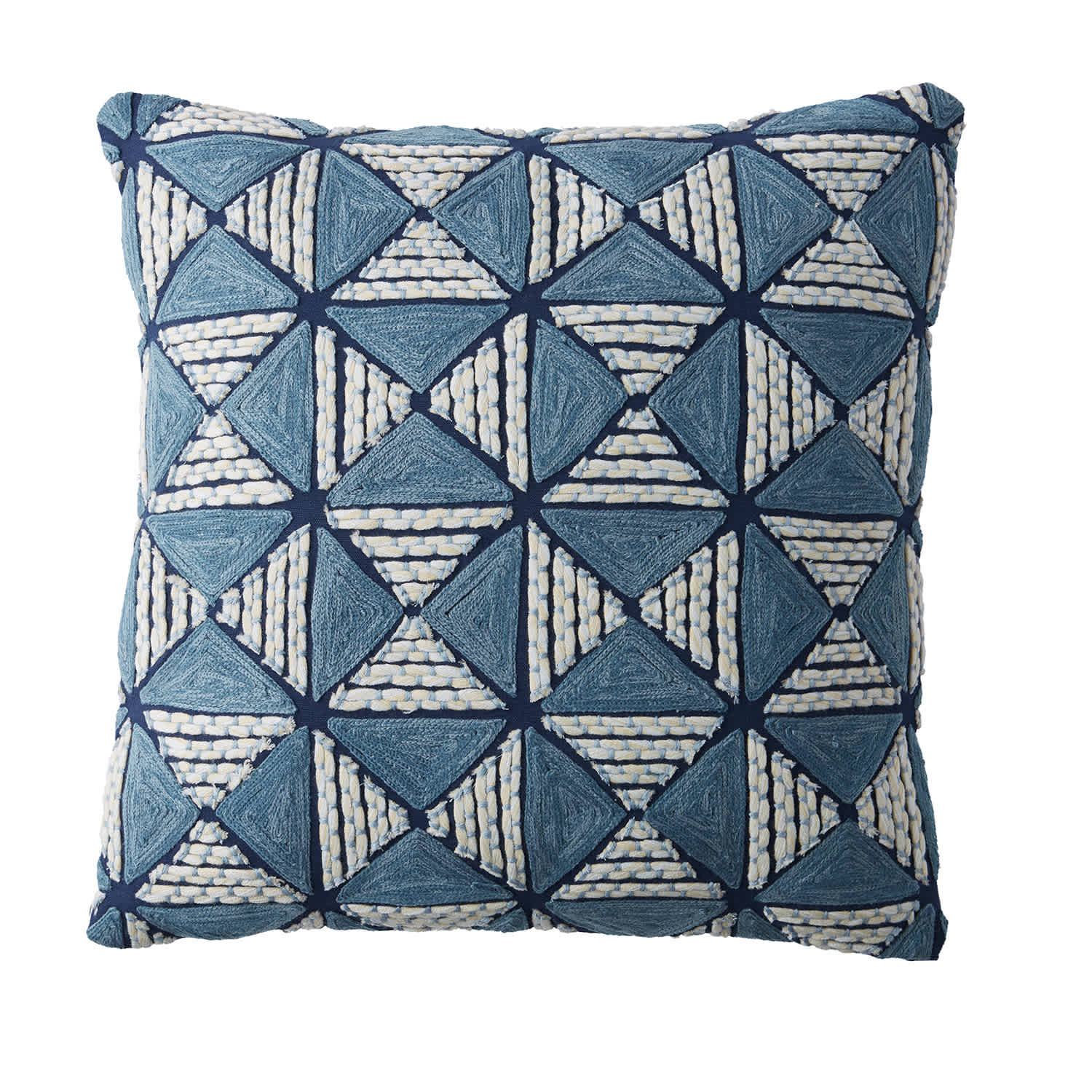 Blue Multicolored Embroidered Geo Pillow Cover - Embroidered Geo | The Company Store