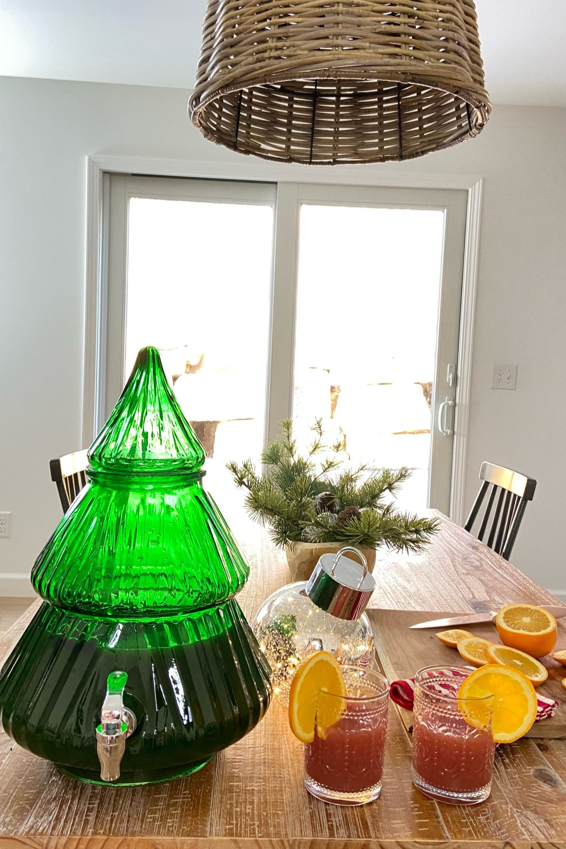 Holiday Time 2.1 Gallon Green Glass Christmas Tree Beverage Dispenser