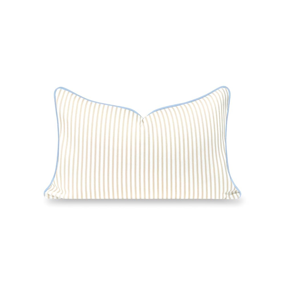 Hofdeco Premium Coastal Hampton Patio Indoor Outdoor Lumbar Pillow Cover Only, 12"x20" Water Repe... | Amazon (US)