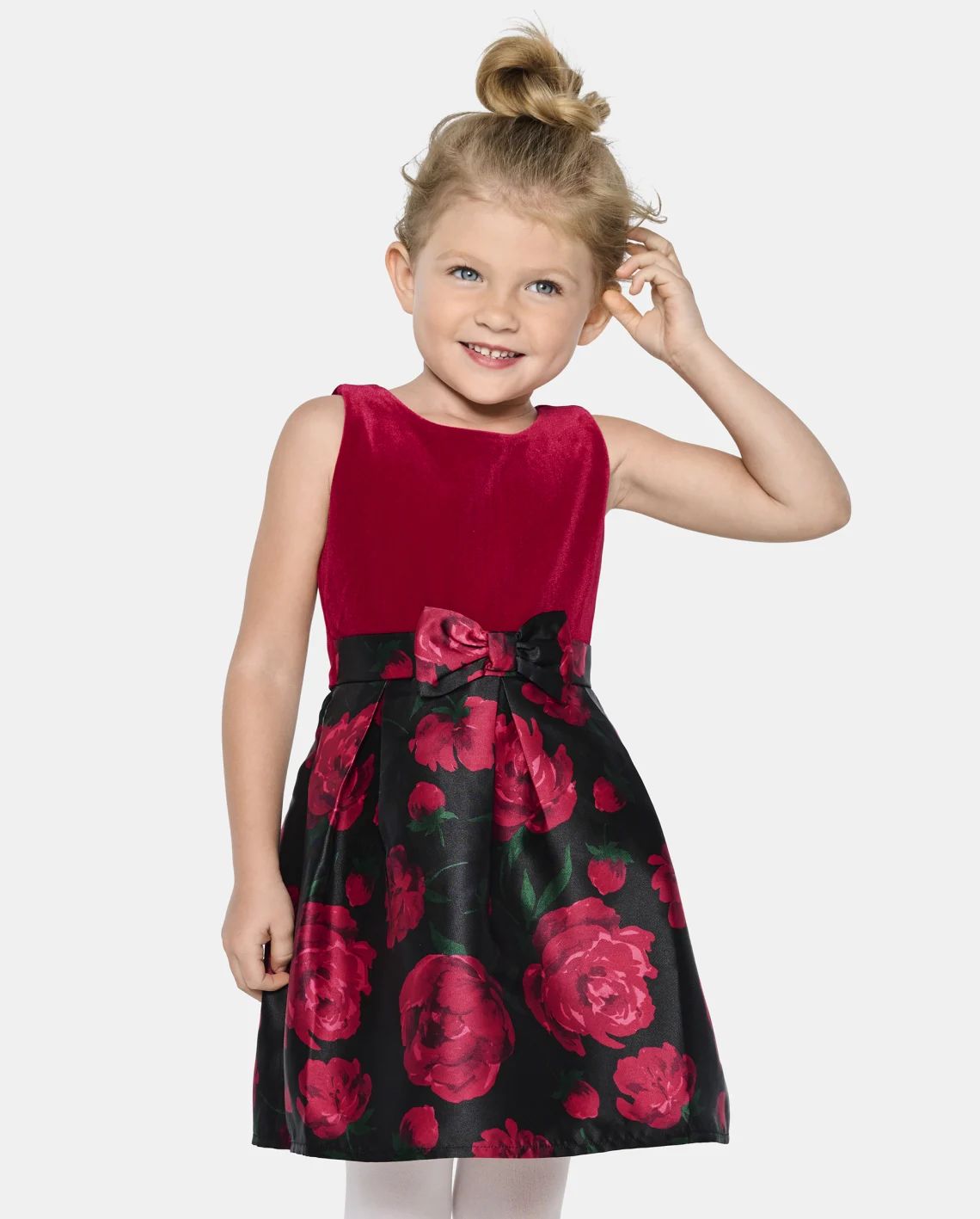 Toddler Girls Christmas Sleeveless Floral Velour Knit Fit And Flare Dress | The Children's Place ... | The Children's Place