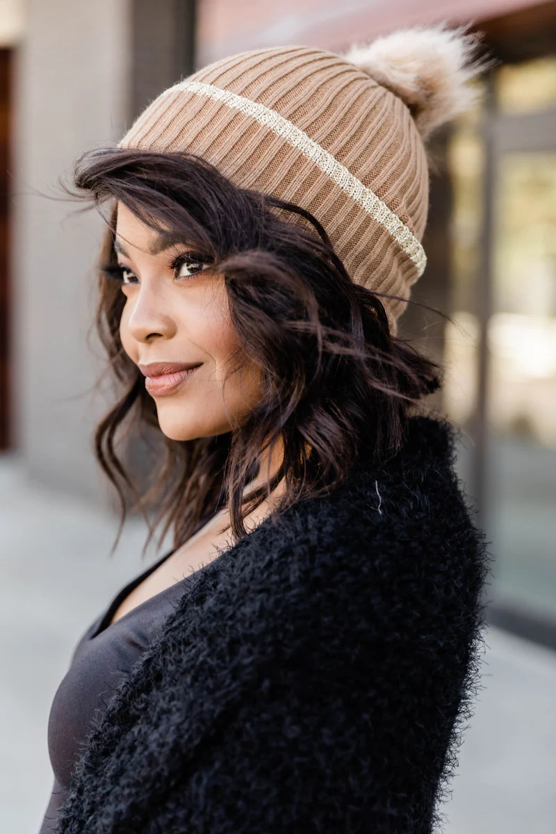 Chill Weekend Knit Brown Beanie | The Pink Lily Boutique