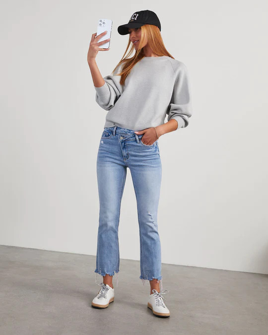 Olivia High Rise Cross Over Crop Flare Jeans | VICI