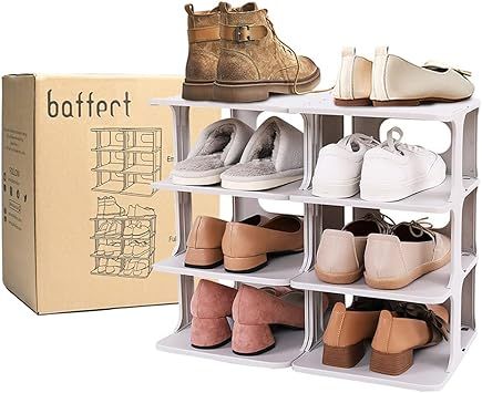 Baffect 4 Tier Shoe Rack Organiser, DIY Free Combination Plastic Shoe Rack Shoe Storage Organiser... | Amazon (UK)