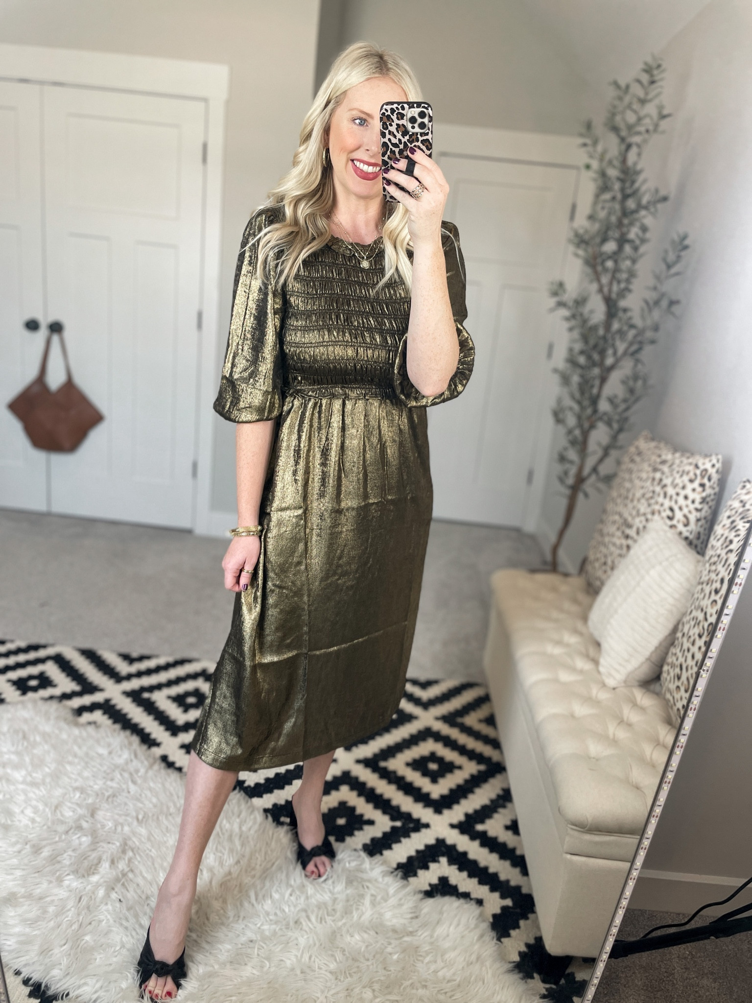 Weekend Walmart wins try on 
Gold foil midi dress- small 

#LTKSeasonal #LTKshoecrush #LTKwedding