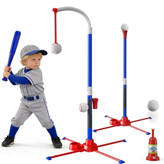 JoyStone 3-in-1 Baseball Set for Kids, Tee Ball Stand, Hanging Tee, Ball Launcher and 4 Softballs... | Walmart (US)