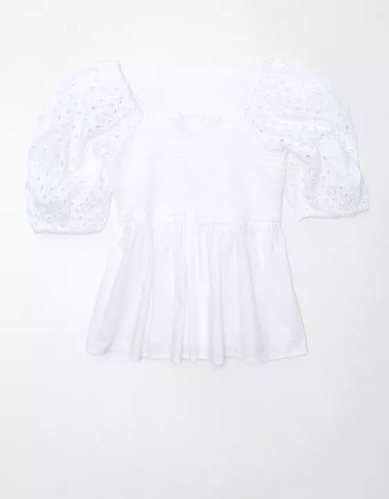 AE Puff Sleeve Babydoll Top | American Eagle Outfitters (US & CA)