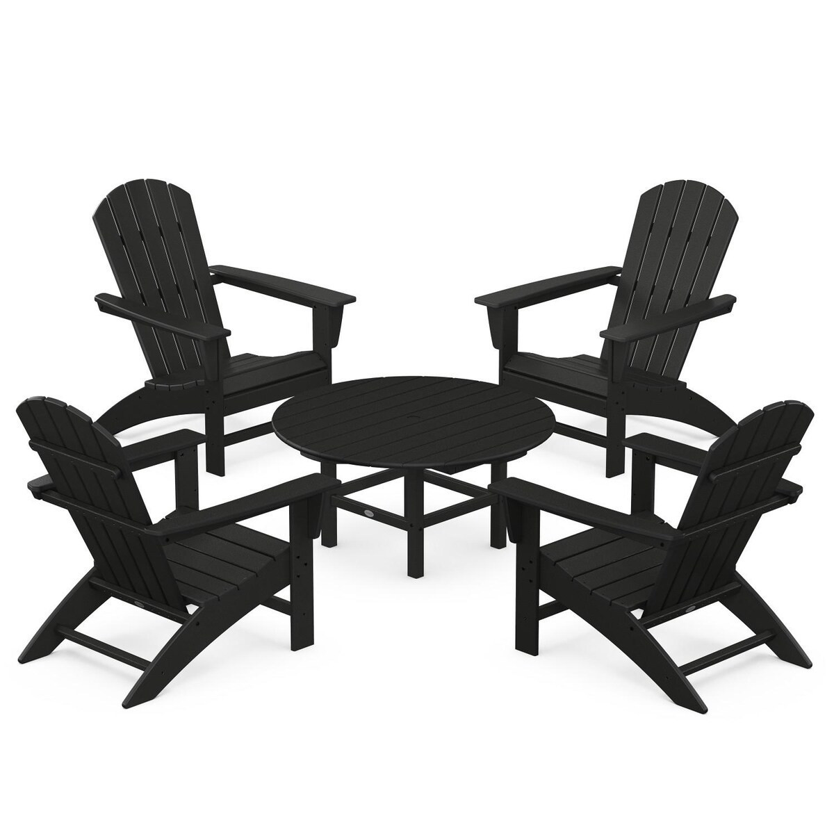 POLYWOOD Nautical 5 Pc Recycled Plastic Seating Set in Black by - PWS705-1-BL | BBQ Guys