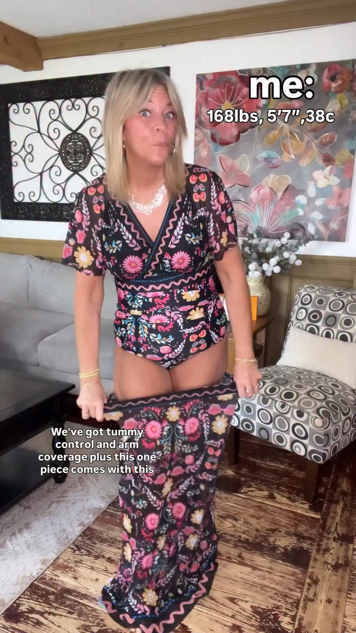  my one piece swimsuit with arm coverage + coordinating skirt coverup! I’m wearing my true size 12 and it’s a perfect fit ☀️☀️#swimwear #onepieceswimsuit #swimcoverup

#LTKSwim #LTKMidsize #LTKOver40