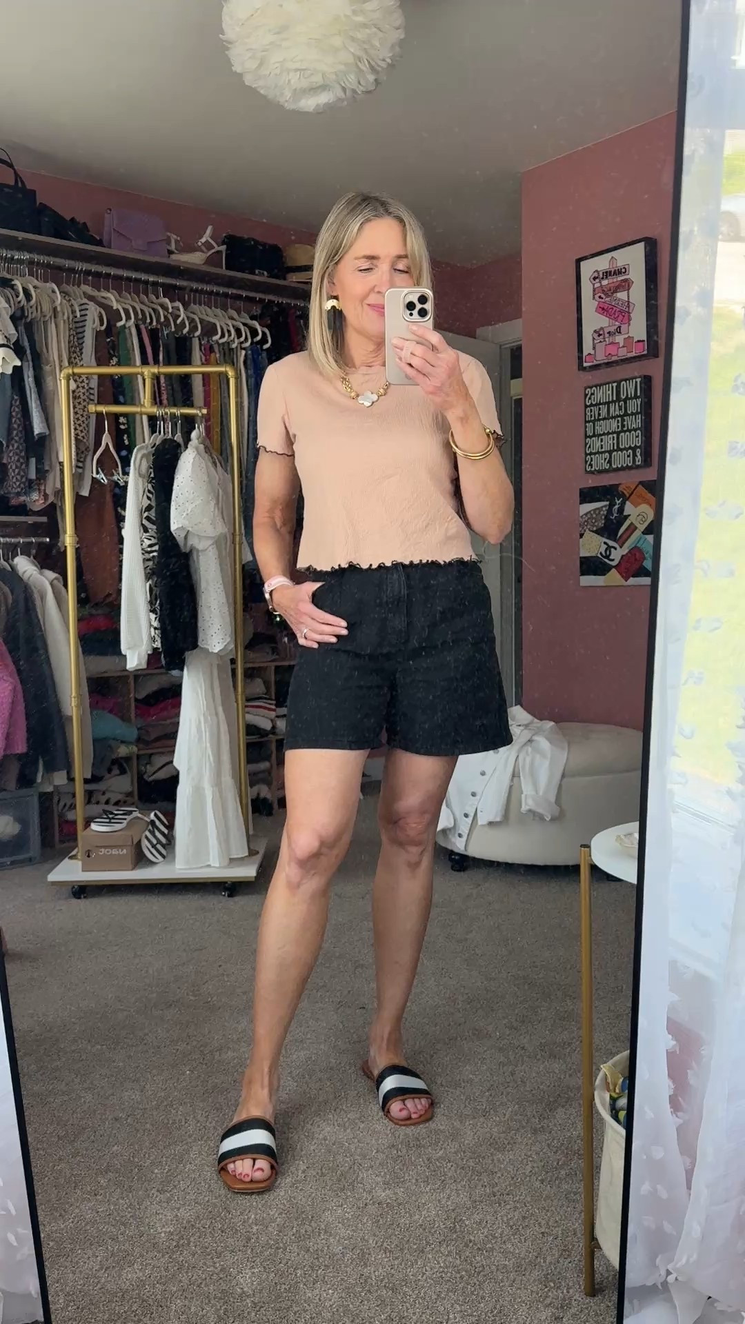 Summer outfit with shorts. 

Style over 40, mom looks, everyday casual, Clara Williams necklace, denim shorts, Anthropologie

#LTKOver40 #LTKFindsUnder100 #LTKSummerEdit