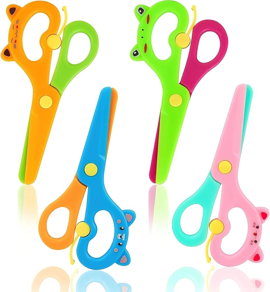 LOVESTOWN Safety Kids Scissors, 4PCS Blunt Tip Adaptive Cute Training Scissor for Kids & Children... | Amazon (US)