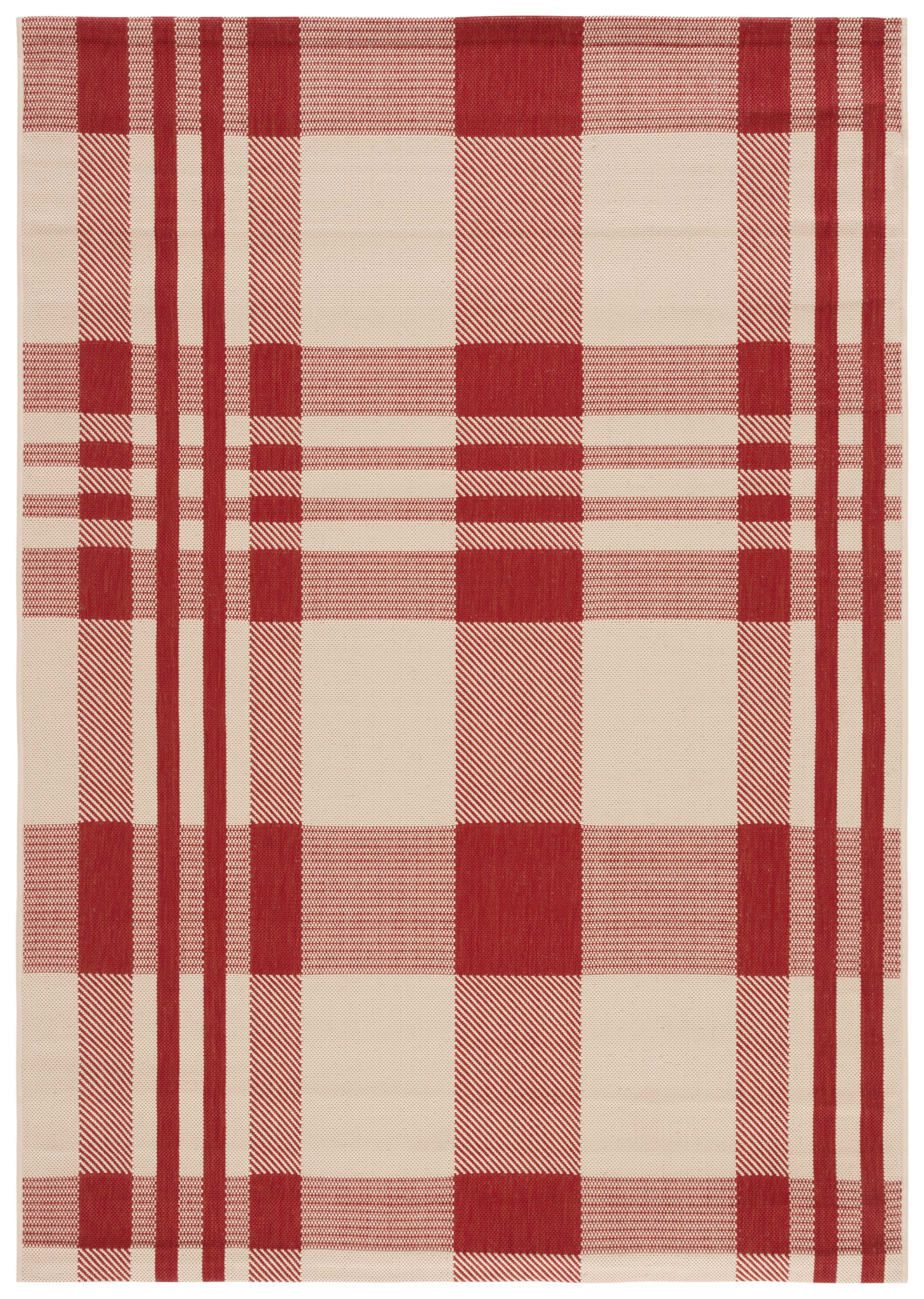 Safavieh Courtyard Benjamin Plaid Indoor/Outdoor Area Rug, Red/Bone, 4' x 5'7" - Walmart.com | Walmart (US)