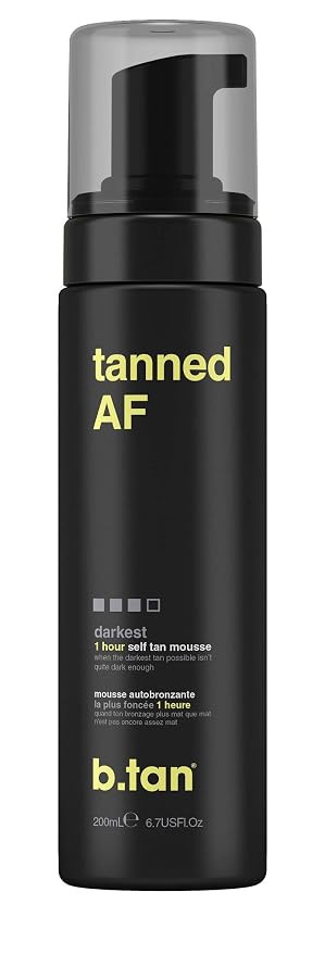 b.tan Self Tan Mousse - Tanned AF - Darkest Self Tanner for Fastest, Darkest Tan, 6.7 Fl Oz | Amazon (US)