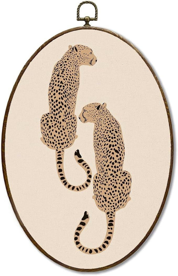 LMMHIOPI Cheetah Leopard Oval Wall Art, Minimalist Safari Animal Canvas Print, Modern Wildlife Pa... | Amazon (US)
