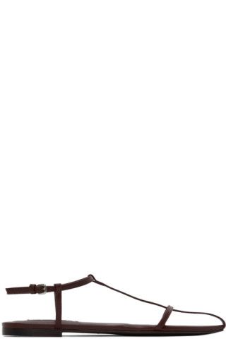 Brown Agnellato Flat Sandals | SSENSE