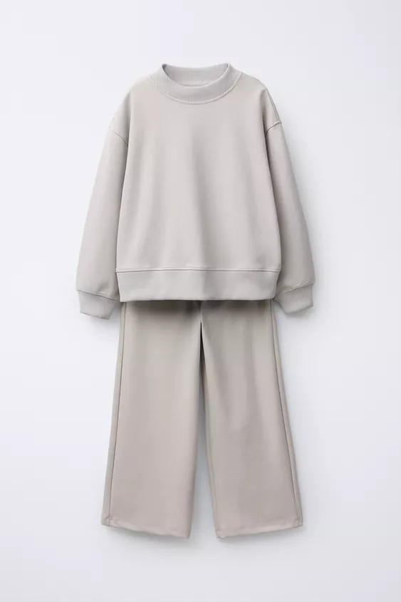 INTERLOCK SWEATSHIRT AND WIDE LEG PANTS SET | Zara US