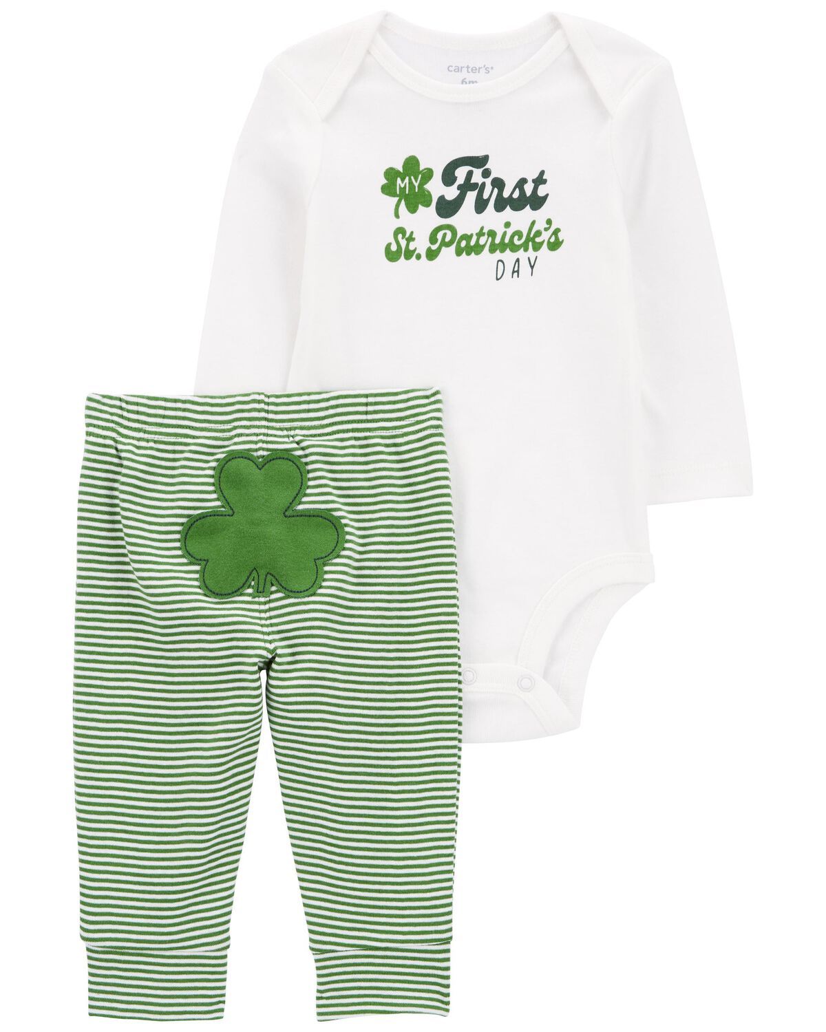 White/Green Baby 2-Piece First St. Patrick's Day Bodysuit Pant Set | carters.com | Carter's