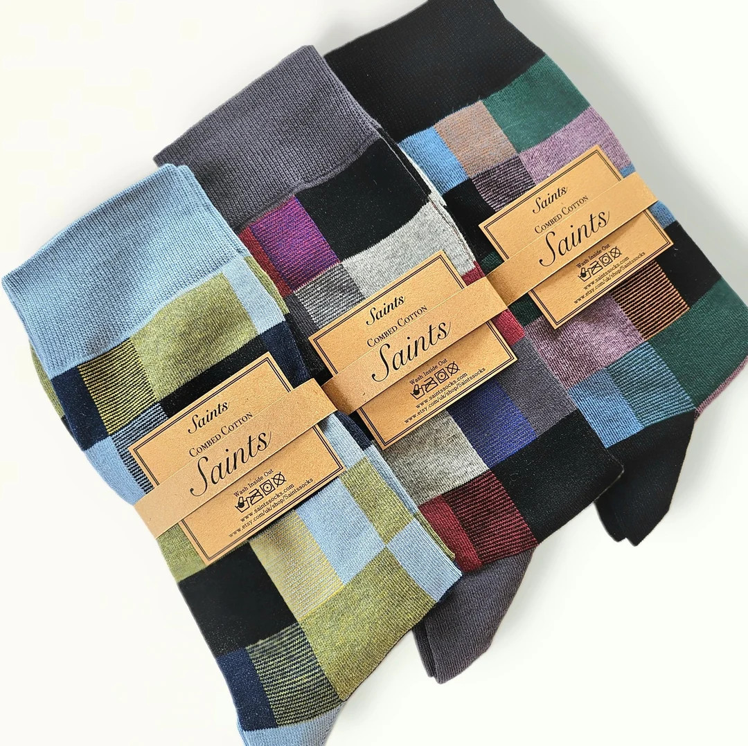 Men's Unique Check Pattern Socks, High Quality, Suit Socks, Gift for Men [3 Colours available] | Etsy (US)