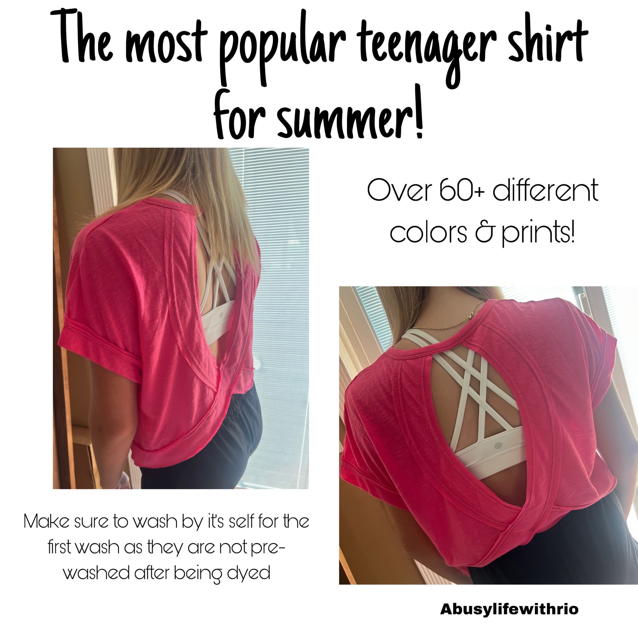 The most popular shirt for teens & women this summer!! But really all year round as a workout set!! I absolutely love that there are 60+ color options!! Pair it with a strappy white sports bra & you got the cutest fit! 

#traveloutfit #summeroutfit #workouttop #popularshirt #openbacktop #strappybra #yogafit #summerfit #teenoutfit #breathabletop 

#LTKActive #LTKTravel #LTKFindsUnder50