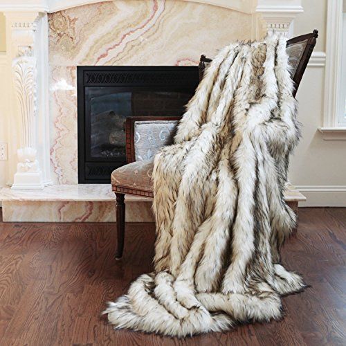 Best Home Fashion Faux Fur Throw - Lounge Blanket - Bleached Finn Raccoon - 58"W x 60"L - (1 Throw) | Amazon (US)