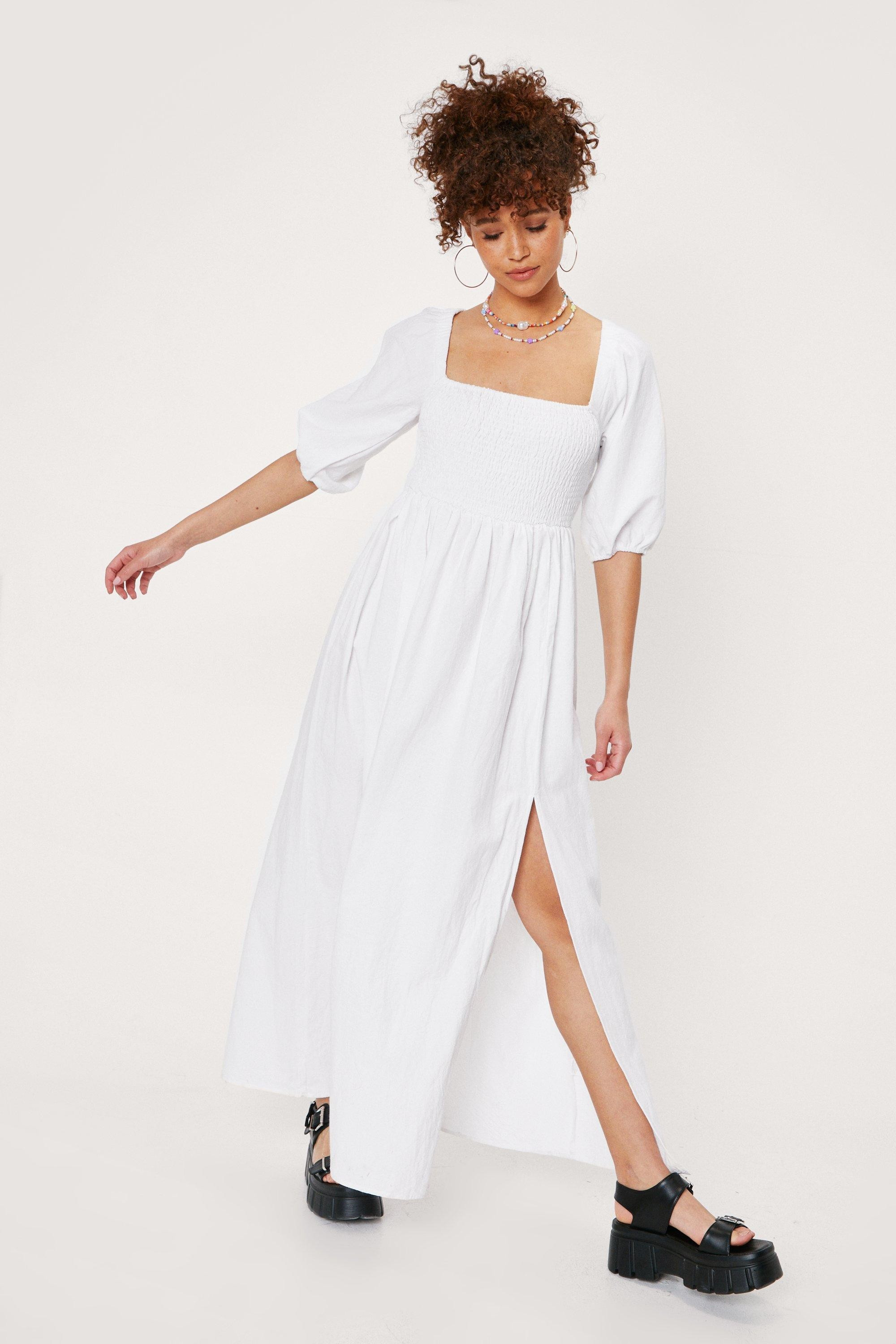 Shirred Bust Puff Sleeve Maxi Dress | Nasty Gal (US)