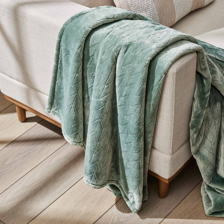 Better Homes & Gardens Textured Velvet Plush Soft Fleece Throw Blanket, Oversized, Green River | Walmart (US)