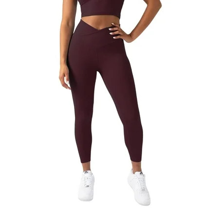 YITTY Active Women's UltraLuxe Crossover High-Waist Legging, Athleisure, 4-Way-Stretch, Burgundy, M, 7/8 Length | Walmart (US)