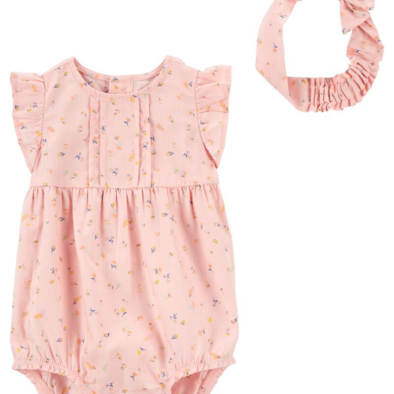 Baby 2-Piece Floral Bodysuit & Headwrap Set | Carter's