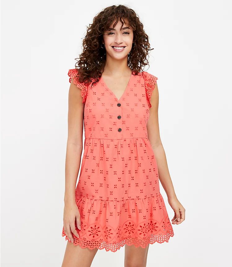 Eyelet Tiered Swing Dress | LOFT | LOFT