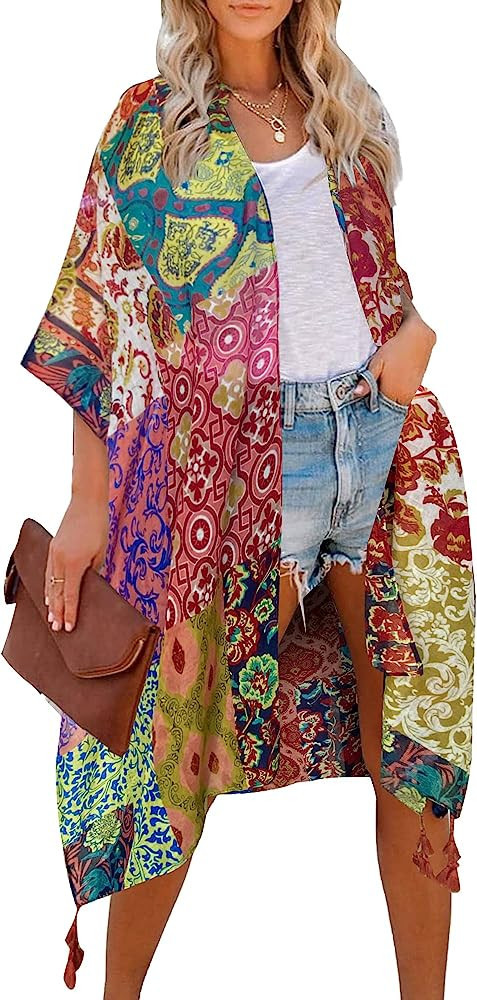 Moss Rose Women Summer Bikini Kimono Bathing Suit Cover Ups for Swimwear | Amazon (US)