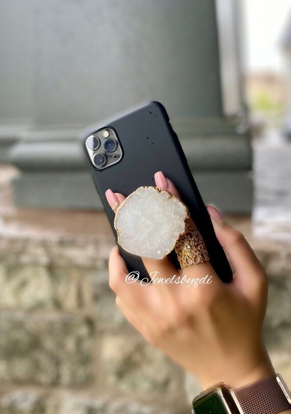 Popsocket Natural Agate Druzy Quartz Jewel Gem Phone Grip | Phone Stand | Phone Charm | Etsy (US)