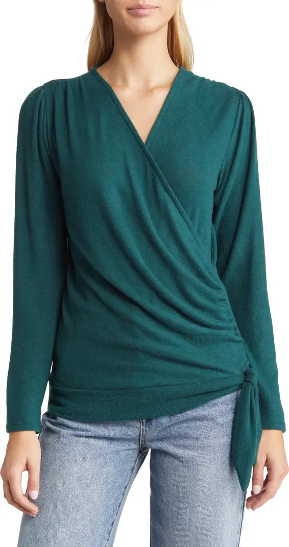 Long Sleeve Faux Wrap Top | Nordstrom