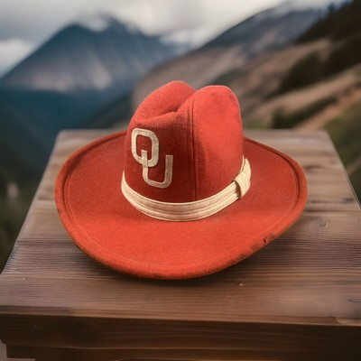 Vintage OU Oklahoma Sooners Red Cowboy Hat Size Medium 7-7 1/8 -H61  | eBay | eBay US