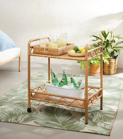 Better Homes & Gardens Willow Sage Bar Cart, Handwoven wicker - Walmart.ca | Walmart (CA)