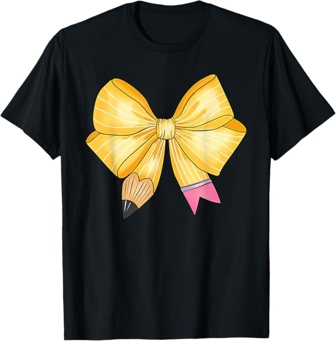 Coquette Bow Pencil Back To School First Day Teacher Student T-Shirt | Amazon (US)