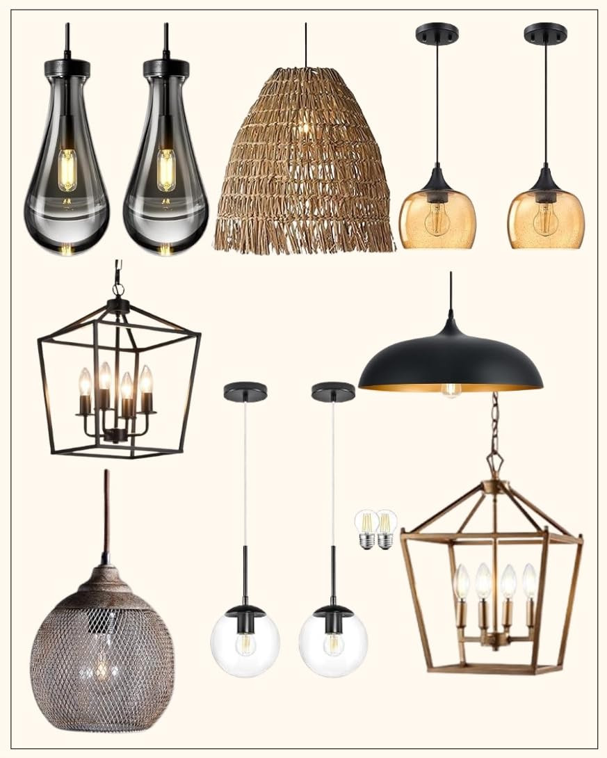 KoKo&Yukina 6" Modern Globe Pendant Light 2 Pack Mid-Century Black Pendant Lights Kitchen Island ... | Amazon (US)
