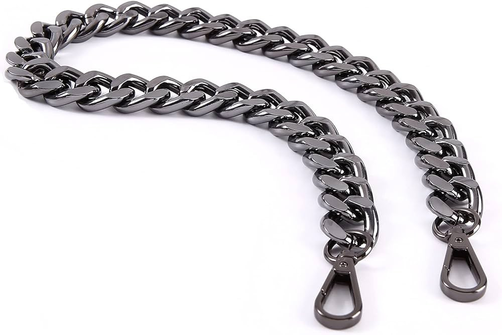 25 Inch Trendy Chunky Metal Chain Purse Handle Shoulder Strap Replacement for Handbag (Black-Grey... | Amazon (US)
