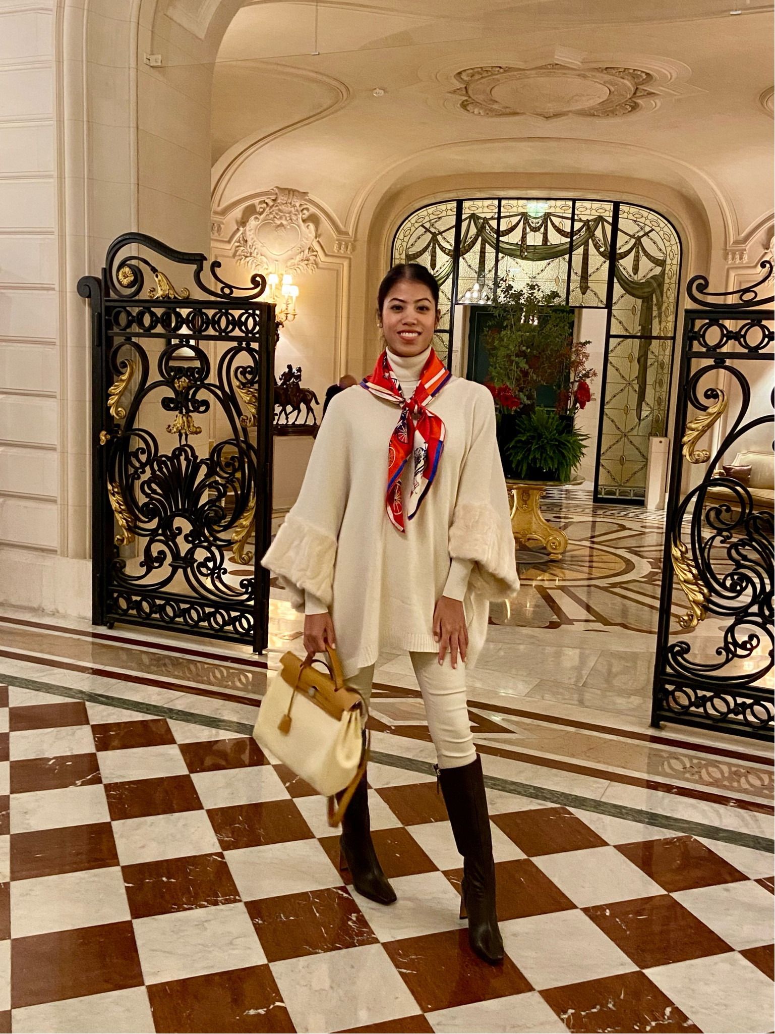 Cream dream 🤍 I love wearing white, even after Labor Day. Fall style tip: layer up! Staying warm in Paris with a merino wool turtleneck, wool poncho, and leather leggings. Add a silk scarf for a pop of color and knee high boots to complete this fall outfit.

#falloutfits #fallstyle #fallfashion

#LTKstyletip #LTKSeasonal