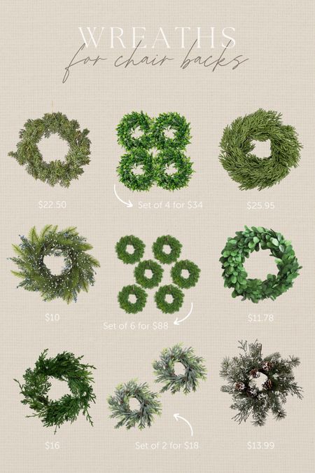 Wreaths for dining chairs for all budgets 🤍 #miniwreath #wreath #christmasdecor #holidaydecor 

#LTKhome #LTKunder50 #LTKHoliday