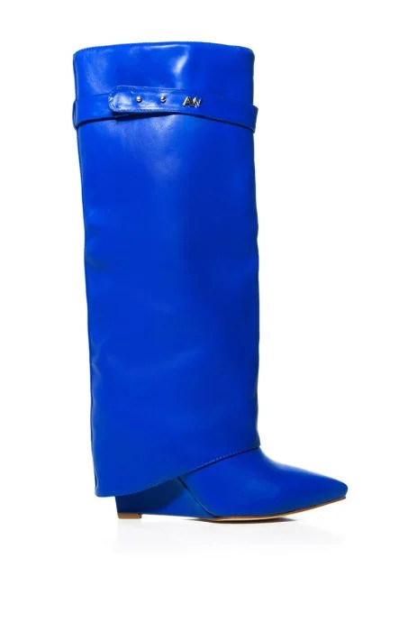 AZALEA WANG STUCK ON YOU WEDGE BOOT IN COBALT | AKIRA
