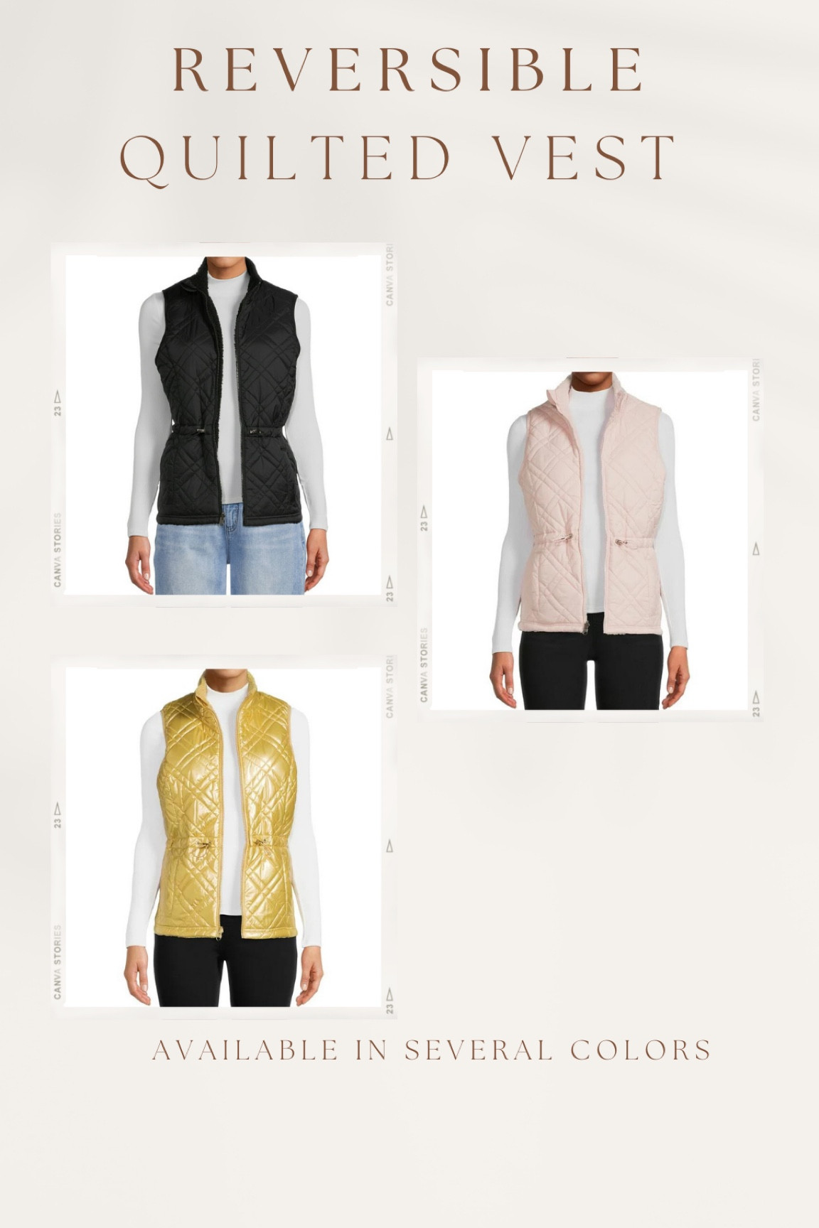 Time and Tru Women's and Plus Reversible Quilted Vest. Available in several colors! 

#LTKunder100 #LTKunder50 #LTKSeasonal